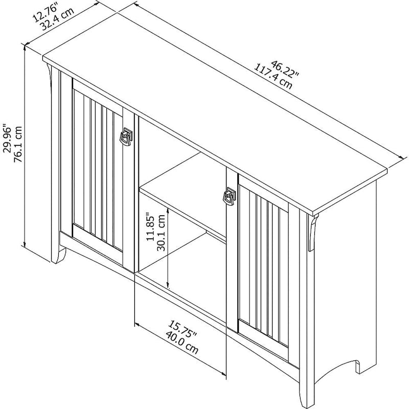 Meuble de rangement gris avec portes - 46,22 x 12,76 x 29,96 po