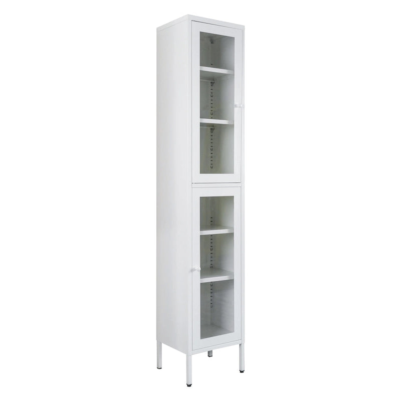 Armoire de rangement en acier blanc de 71 pouces avec portes en acrylique transparent
