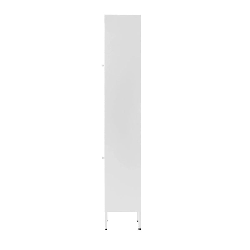 Armoire de rangement en acier blanc de 71 pouces avec portes en acrylique transparent