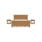 Lit King en bois brun Oak Park et deux tables de chevet
