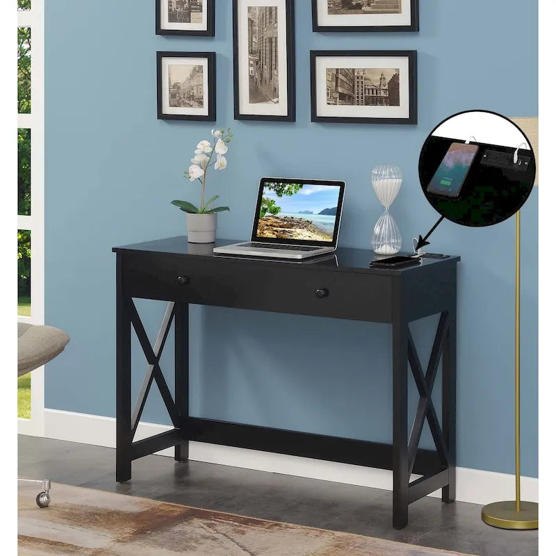 Bureau à un tiroir de 42 pouces avec station de charge