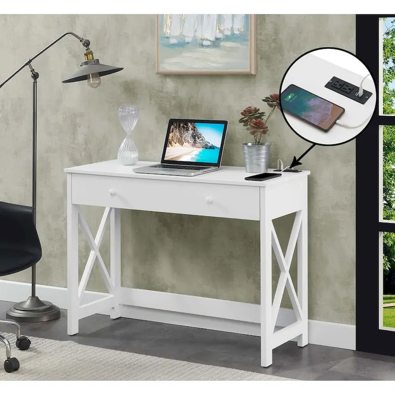Bureau à un tiroir de 42 pouces avec station de charge