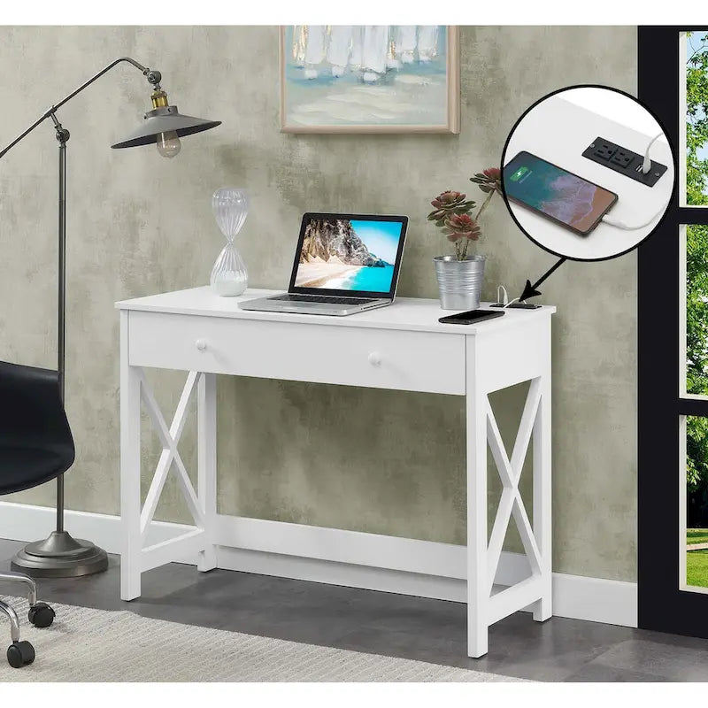 Bureau à un tiroir de 42 pouces avec station de charge