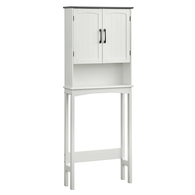 Meuble de rangement pour WC blanc et gris anthracite
