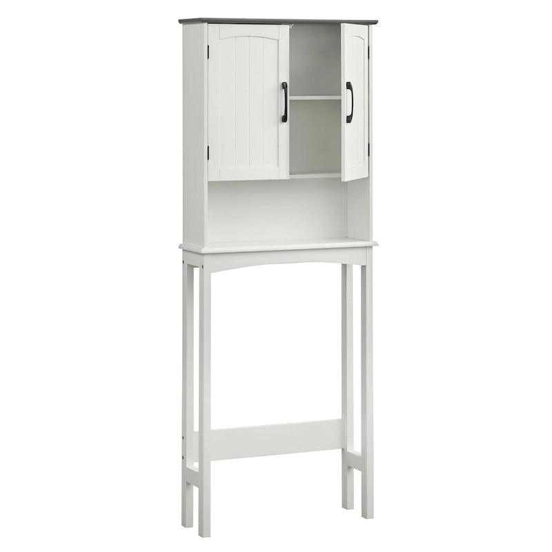 Meuble de rangement pour WC blanc et gris anthracite