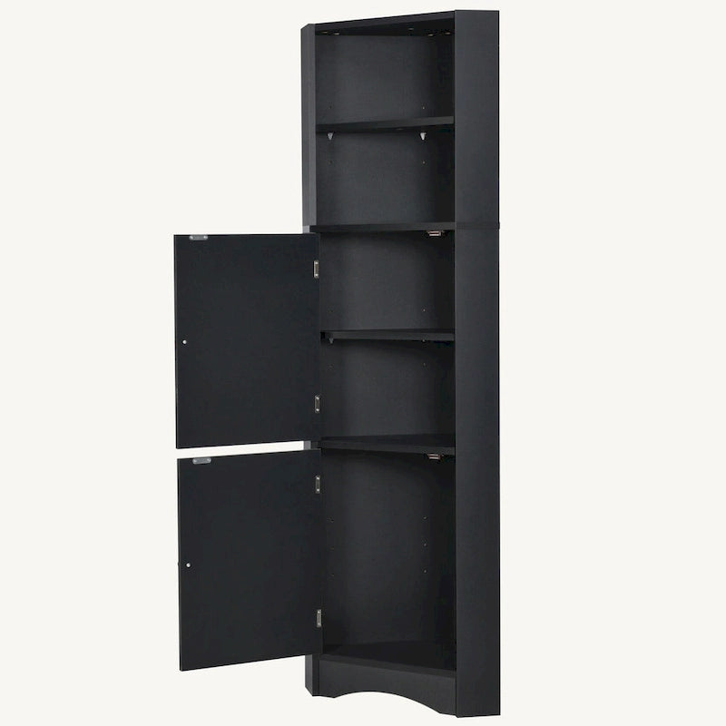 Meuble de rangement haut d'angle pour salle de bain avec étagères réglables