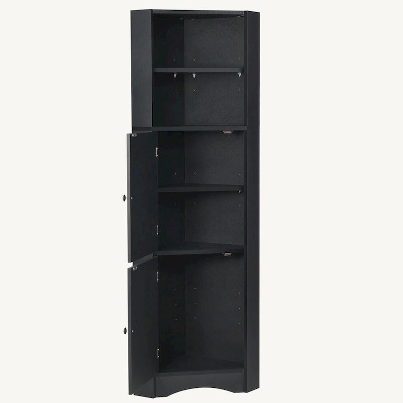 Meuble de rangement haut d'angle pour salle de bain avec étagères réglables