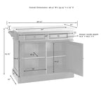 Îlot de cuisine en bois massif noir avec plan de travail et tabourets de bar - 47,75 pouces de large x 23 pouces de profondeur x 35,75 pouces de hauteur