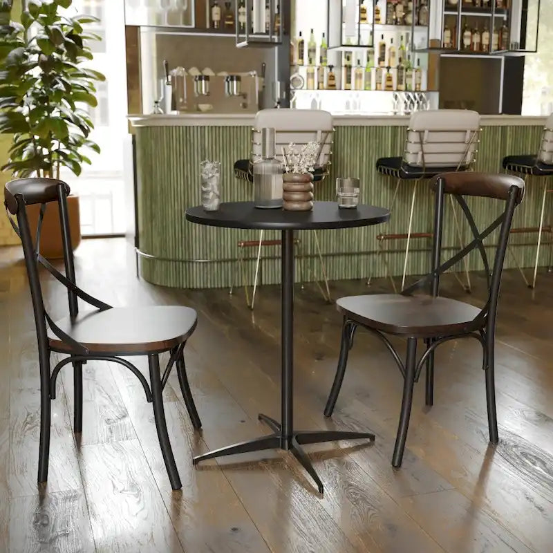 24 Round Wood Cocktail Table with 30 and 42 Columns