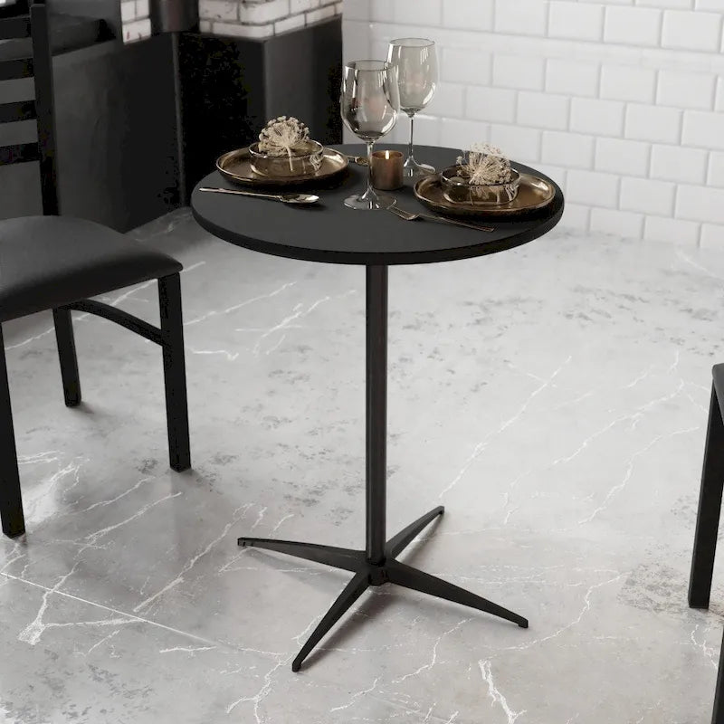 24 Round Wood Cocktail Table with 30 and 42 Columns