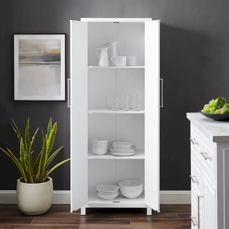 Armoire de garde-manger deux portes blanche sur pied