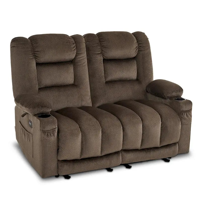 Causeuse inclinable électrique avec chauffage et massage, en tissu