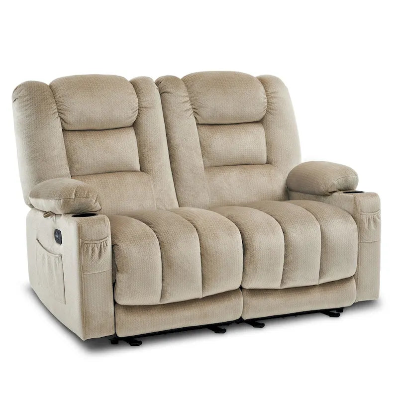 Causeuse inclinable électrique avec chauffage et massage, en tissu