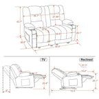Causeuse inclinable électrique avec chauffage et massage, en tissu