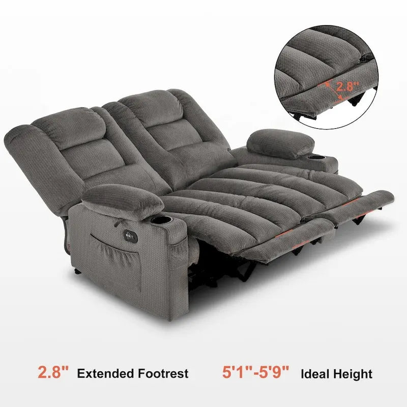 Causeuse inclinable électrique avec chauffage et massage, en tissu