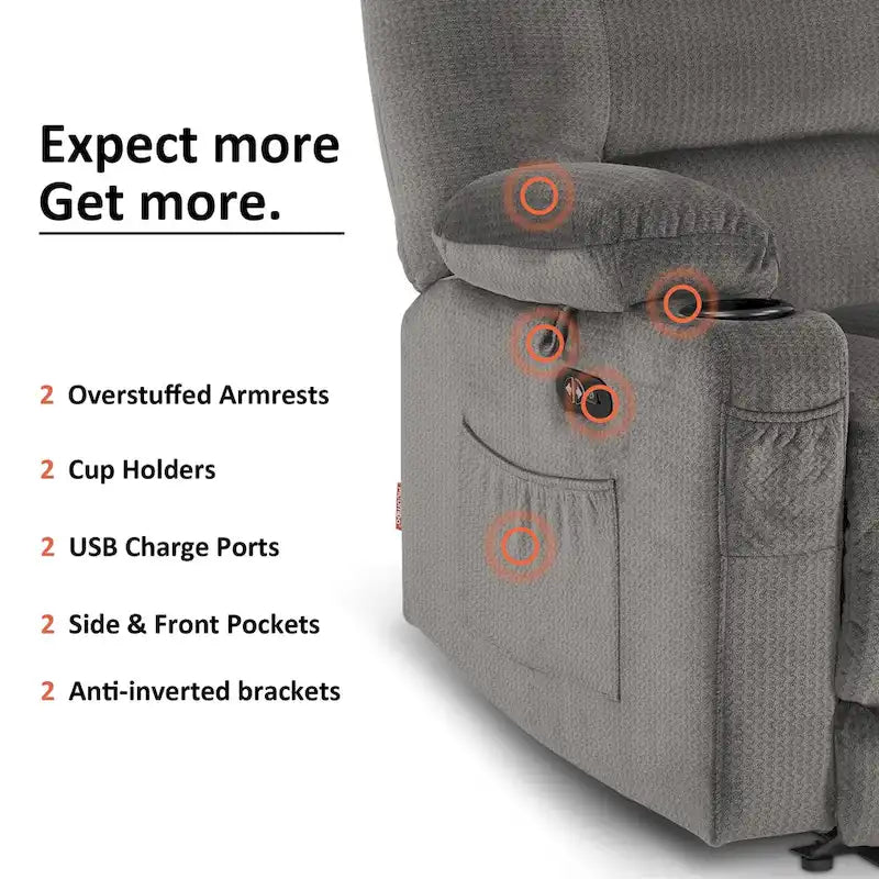 Causeuse inclinable électrique avec chauffage et massage, en tissu