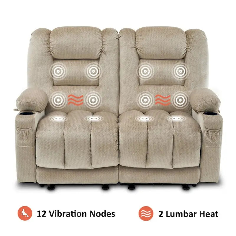 Causeuse inclinable électrique avec chauffage et massage, en tissu