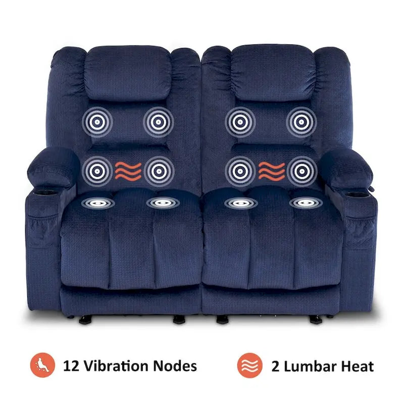 Causeuse inclinable électrique avec chauffage et massage, en tissu
