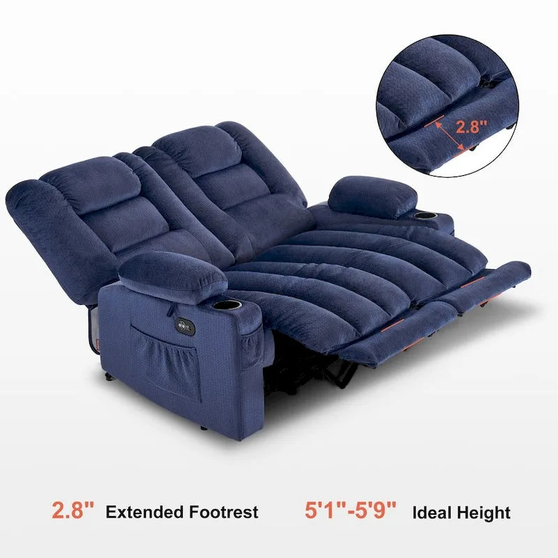 Causeuse inclinable électrique avec chauffage et massage, en tissu