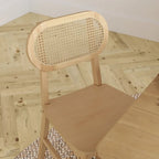 Chaises en rotin tissé à dossier et cadre en bois avec sièges en bois - Lot de 2
