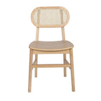 Chaises en rotin tissé à dossier et cadre en bois avec sièges en bois - Lot de 2