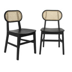 Chaises en rotin tissé à dossier et cadre en bois avec sièges en bois - Lot de 2