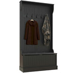 Meuble d'entrée 3-en-1 de 96,5 cm avec banc de rangement, porte-manteau à quatre crochets et rangement à chaussures, noir