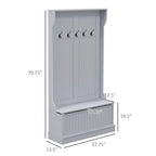 Meuble d'entrée 3-en-1 de 96,5 cm avec banc de rangement, porte-manteau à quatre crochets et rangement à chaussures, noir