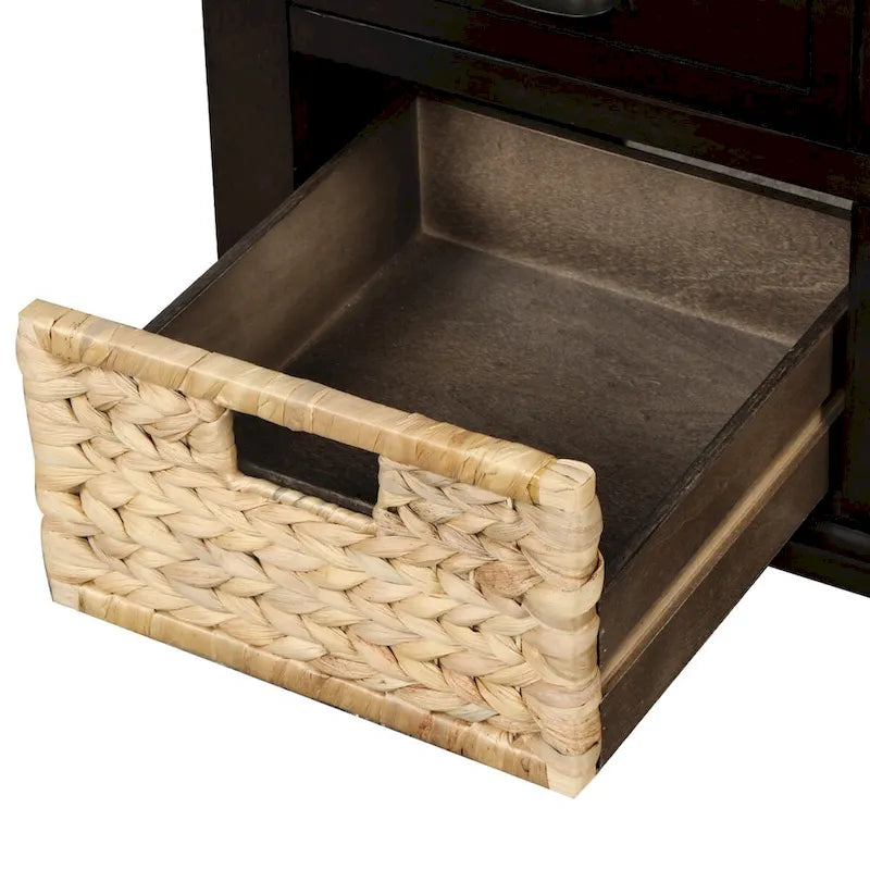 Banc de rangement en bois couleur espresso avec coussin