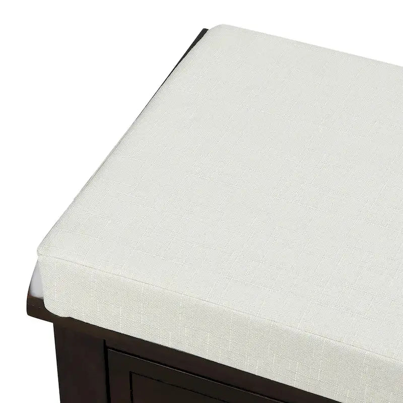 Banc de rangement en bois couleur espresso avec coussin