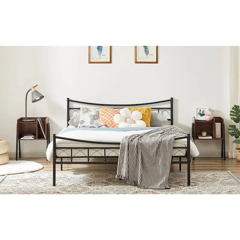 de 2 tables de chevet industrielles avec étagères de rangement, marron
