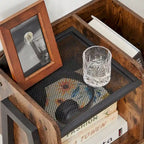 de 2 tables de chevet industrielles avec étagères de rangement, marron