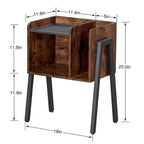 de 2 tables de chevet industrielles avec étagères de rangement, marron