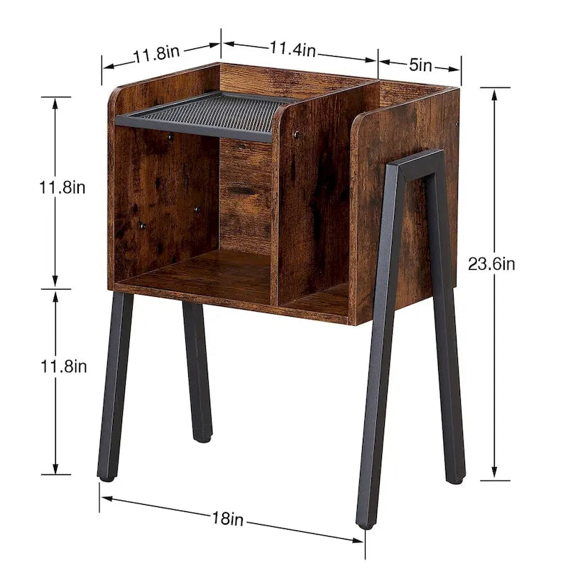 de 2 tables de chevet industrielles avec étagères de rangement, marron