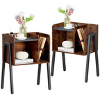 de 2 tables de chevet industrielles avec étagères de rangement, marron