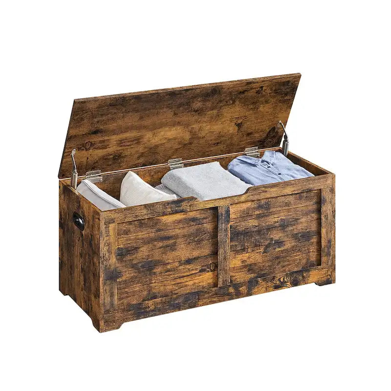 Banc de rangement avec couvercle à charnières et poignées latérales