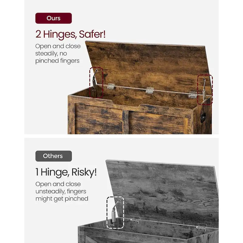 Banc de rangement avec couvercle à charnières et poignées latérales