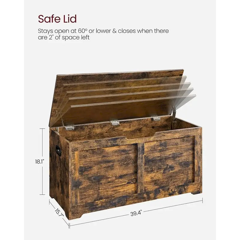 Banc de rangement avec couvercle à charnières et poignées latérales
