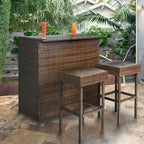 Bar extérieur 3 pièces en rotin synthétique avec table et tabourets
