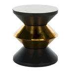 Table d'appoint avec plateau en pierre noire et or - 14.3 x 14.3 x 16 - 14 l. x 14 P. x 15 H.