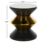 Table d'appoint avec plateau en pierre noire et or - 14.3 x 14.3 x 16 - 14 l. x 14 P. x 15 H.