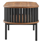 Table basse ovale moderne bicolore en bois avec étagères