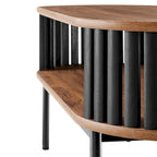Table basse ovale moderne bicolore en bois avec étagères