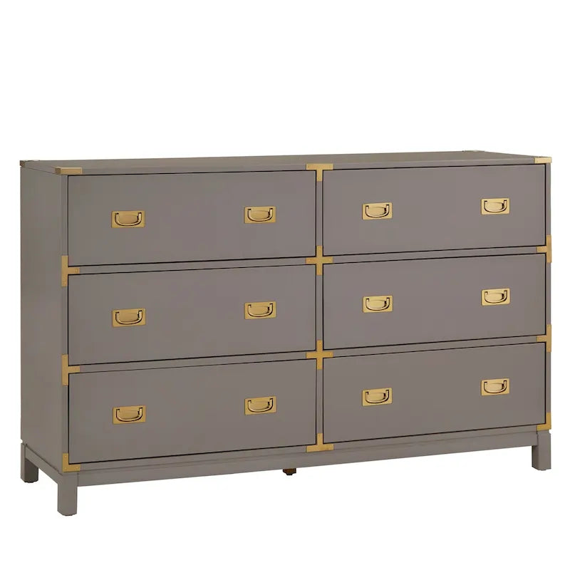 Coiffeuse à six tiroirs décorée d'or