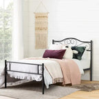 3-Pieces Bedroom  with Black Platform Bed Frame and Nightstands  of 2