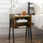 3-Pieces Bedroom  with Black Platform Bed Frame and Nightstands  of 2