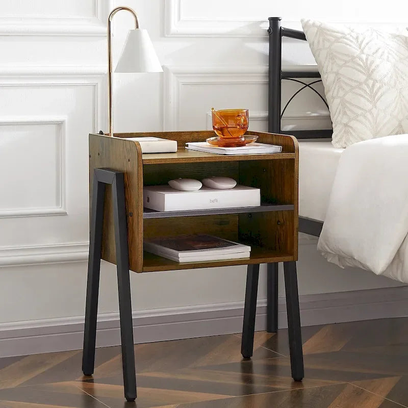 3-Pieces Bedroom  with Black Platform Bed Frame and Nightstands  of 2