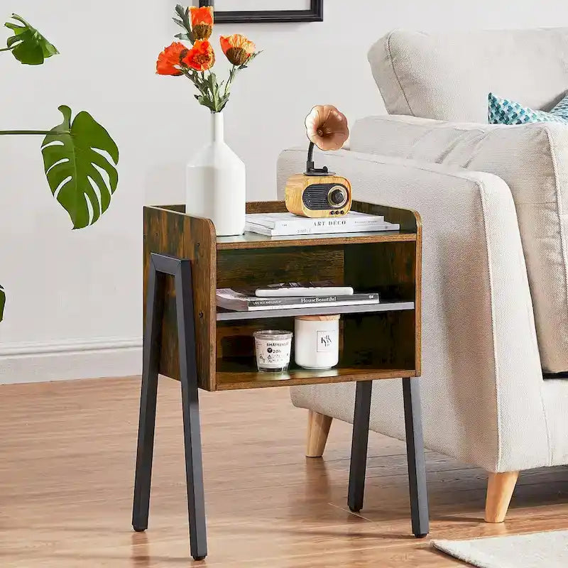 3-Pieces Bedroom  with Black Platform Bed Frame and Nightstands  of 2