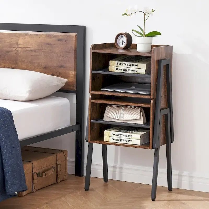 3-Pieces Bedroom  with Black Platform Bed Frame and Nightstands  of 2