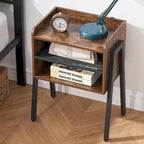 3-Pieces Bedroom  with Black Platform Bed Frame and Nightstands  of 2